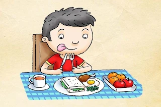 Ilustrasi anak yang mengamalkan pola makan sehat